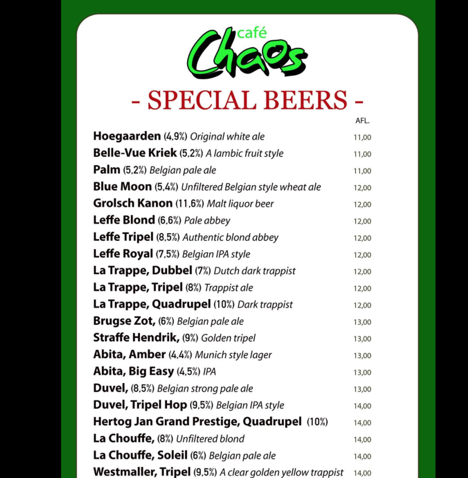 CHAOS - SPECIAL BEERS